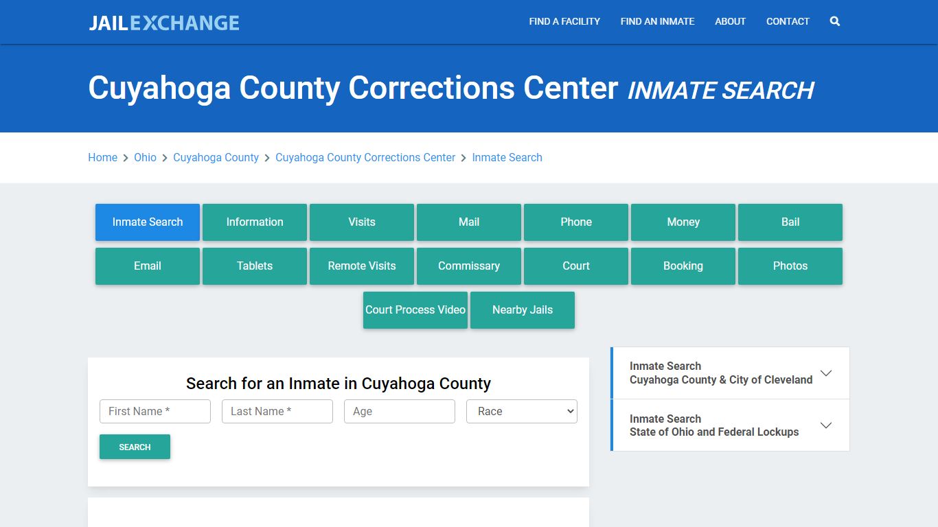 Cuyahoga County Corrections Center Inmate Search - Jail Exchange