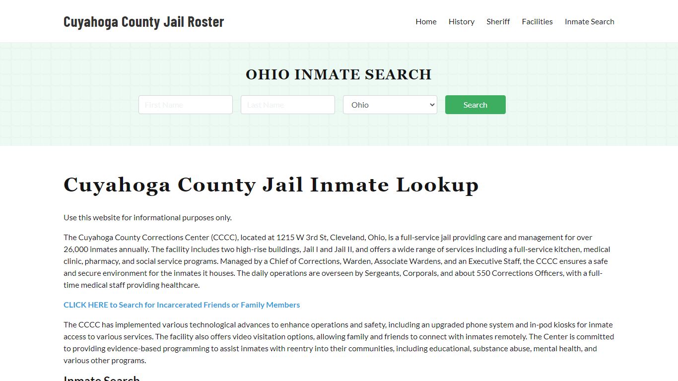 Cuyahoga County Jail Roster Lookup, OH, Inmate Search