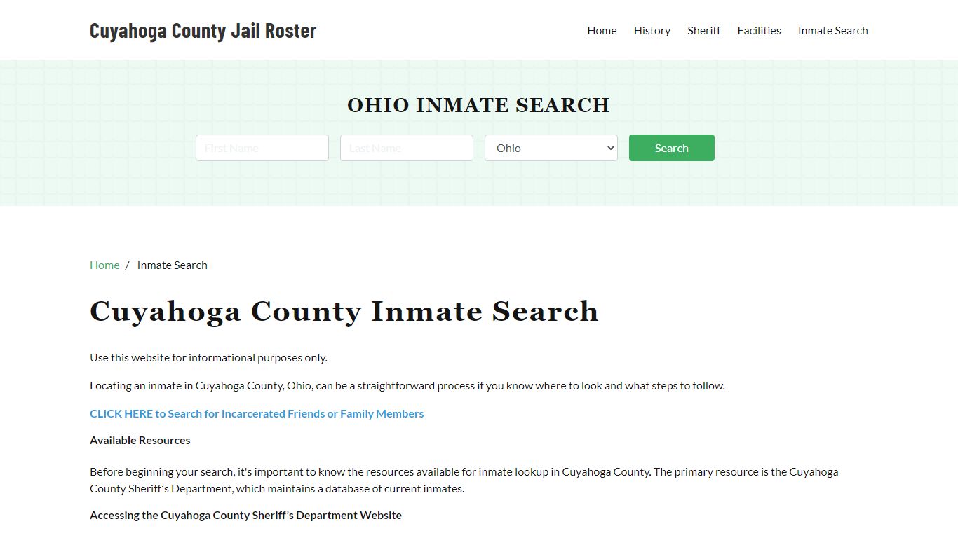 Cuyahoga County, OH Detainee Lookup