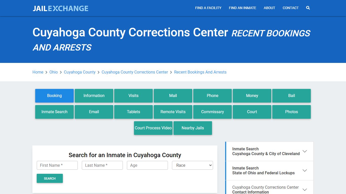 Cuyahoga County Corrections Center Recent Bookings And Arrests