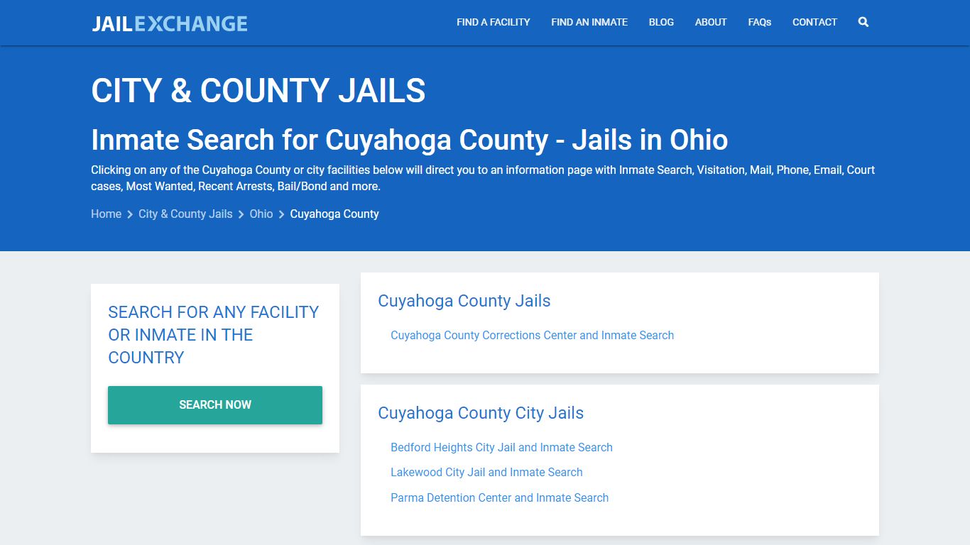 Inmate Search for Cuyahoga County | Jails in Ohio - Jail Exchange